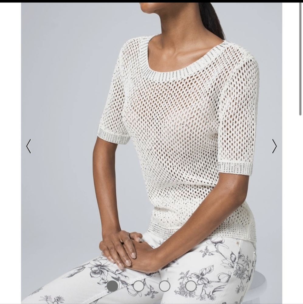 White House Black Market Open Stitch Sparkle Sweater